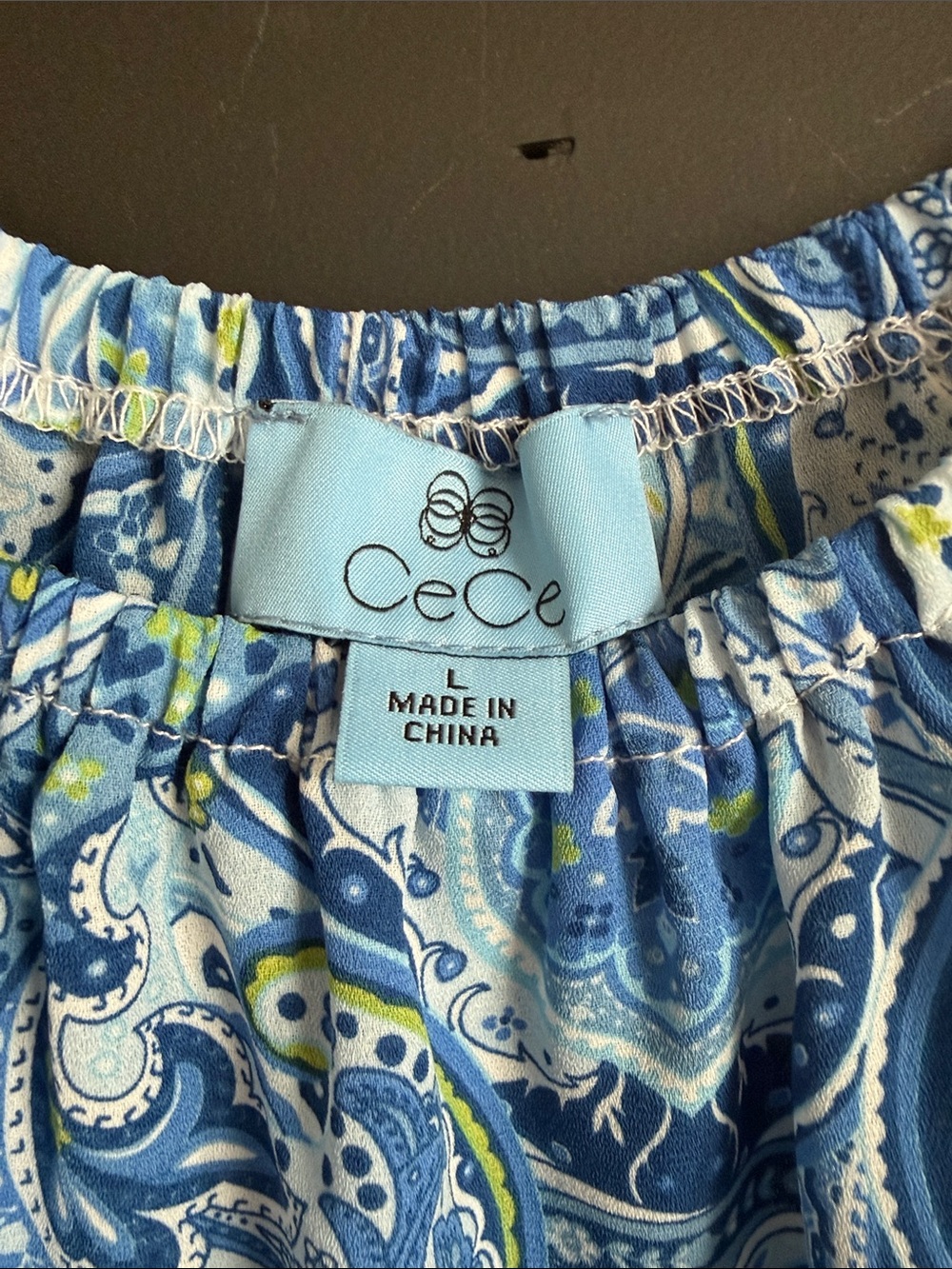 CeCe Blue Paisley Ruffle-Sleeve Blouse - Picture 2 of 3